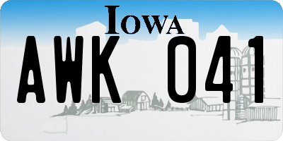 IA license plate AWK041