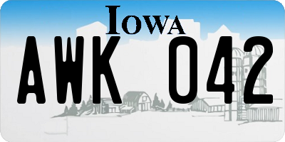 IA license plate AWK042