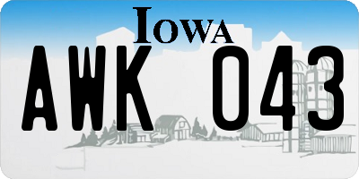 IA license plate AWK043