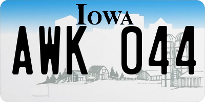 IA license plate AWK044