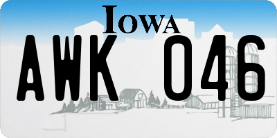 IA license plate AWK046