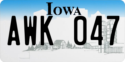 IA license plate AWK047