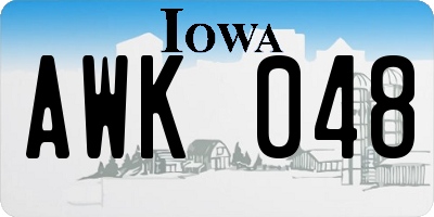 IA license plate AWK048