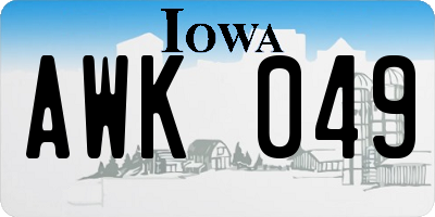 IA license plate AWK049