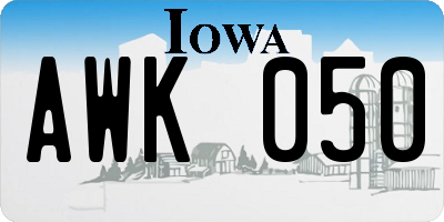 IA license plate AWK050