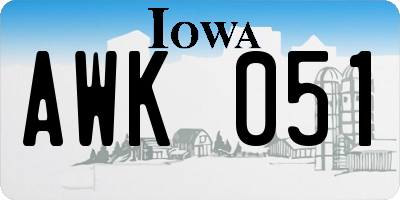 IA license plate AWK051
