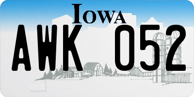 IA license plate AWK052