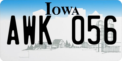 IA license plate AWK056