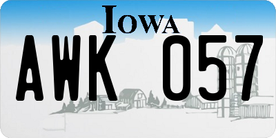 IA license plate AWK057
