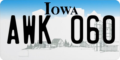 IA license plate AWK060