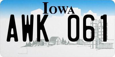 IA license plate AWK061