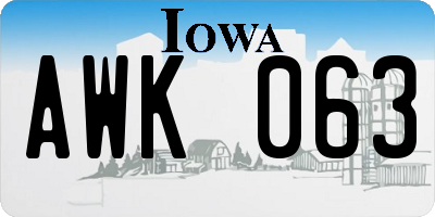 IA license plate AWK063
