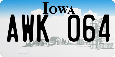 IA license plate AWK064