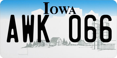 IA license plate AWK066