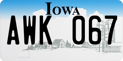 IA license plate AWK067