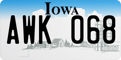 IA license plate AWK068