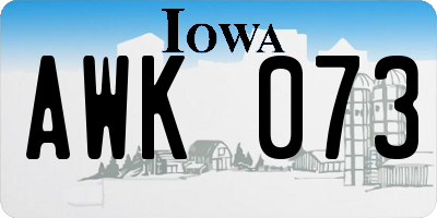 IA license plate AWK073