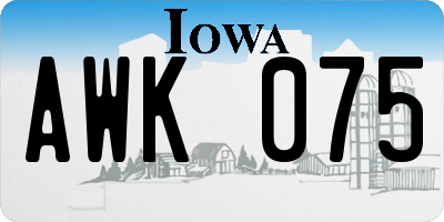 IA license plate AWK075