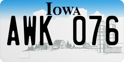 IA license plate AWK076