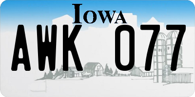 IA license plate AWK077
