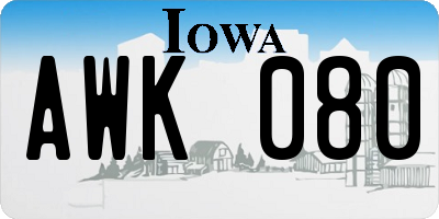 IA license plate AWK080