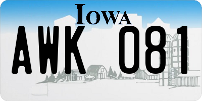 IA license plate AWK081