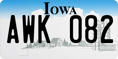 IA license plate AWK082