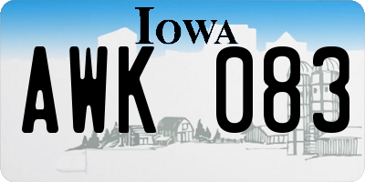 IA license plate AWK083