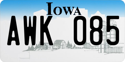 IA license plate AWK085