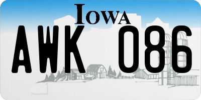 IA license plate AWK086