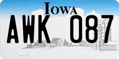 IA license plate AWK087