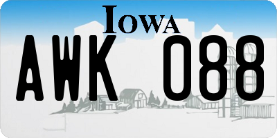 IA license plate AWK088
