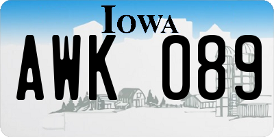 IA license plate AWK089