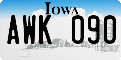 IA license plate AWK090