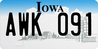 IA license plate AWK091