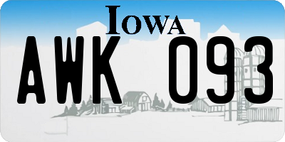 IA license plate AWK093