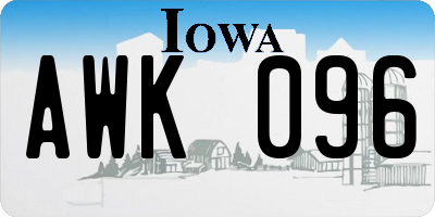 IA license plate AWK096