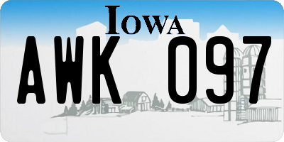 IA license plate AWK097