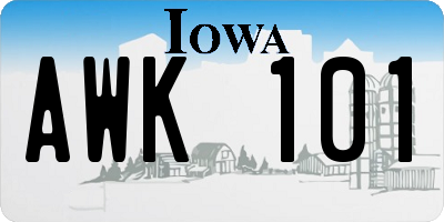 IA license plate AWK101