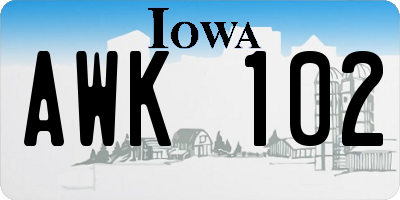 IA license plate AWK102
