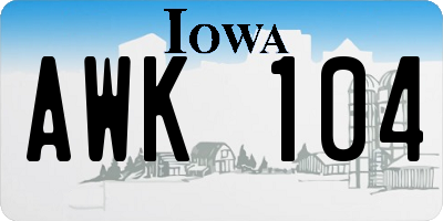 IA license plate AWK104