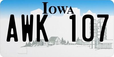 IA license plate AWK107