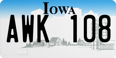 IA license plate AWK108
