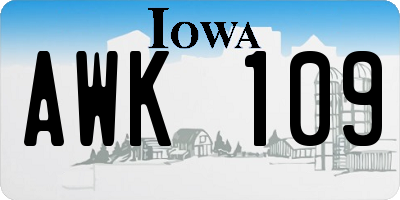 IA license plate AWK109