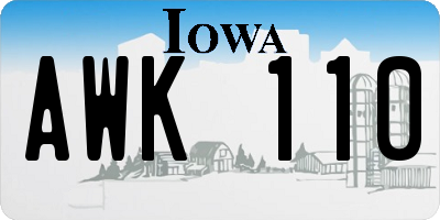 IA license plate AWK110