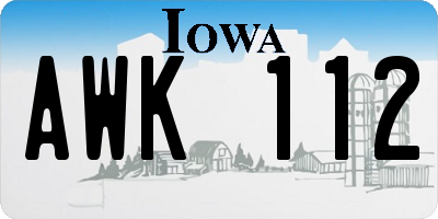 IA license plate AWK112