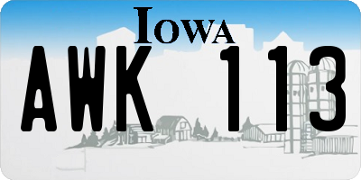 IA license plate AWK113