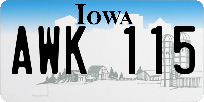 IA license plate AWK115