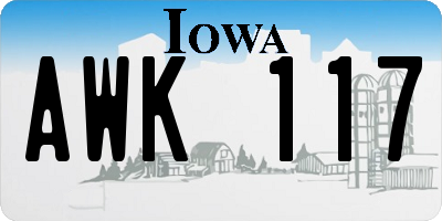 IA license plate AWK117