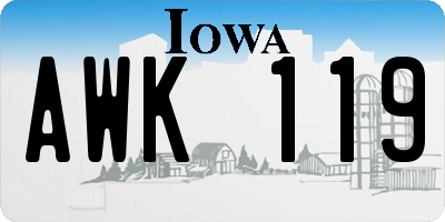 IA license plate AWK119